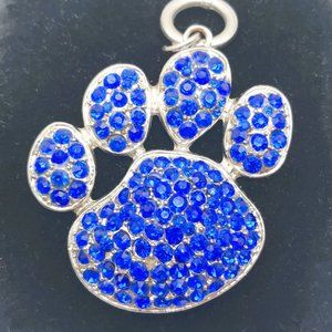 Paw Print Pendant Blue Team Mascot Bulldogs Wolves Cougars Wildcats Dog